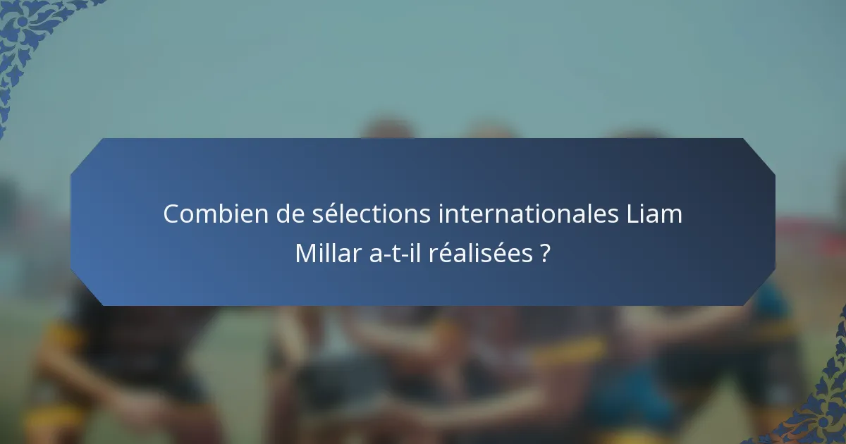 Combien de sélections internationales Liam Millar a-t-il réalisées ?