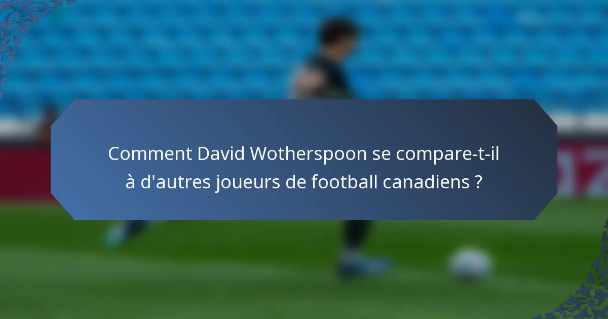 Comment David Wotherspoon se compare-t-il à d'autres joueurs de football canadiens ?