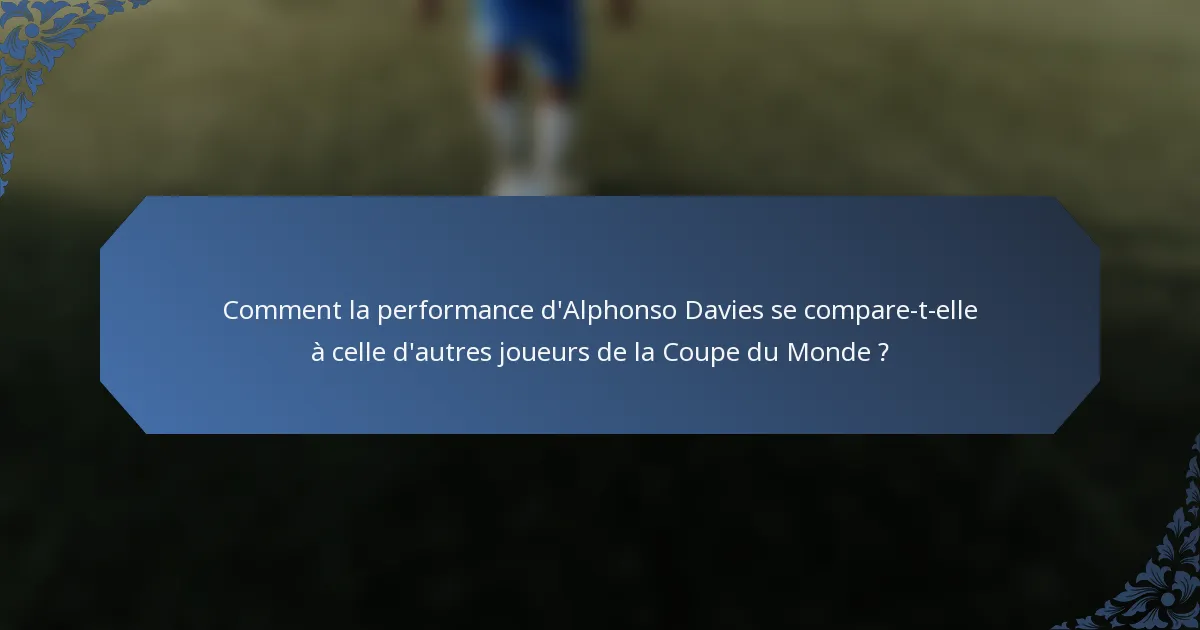 Comment la performance d'Alphonso Davies se compare-t-elle à celle d'autres joueurs de la Coupe du Monde ?