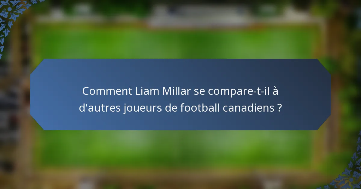 Comment Liam Millar se compare-t-il à d'autres joueurs de football canadiens ?