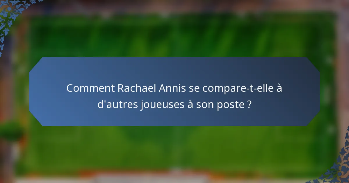 Comment Rachael Annis se compare-t-elle à d'autres joueuses à son poste ?