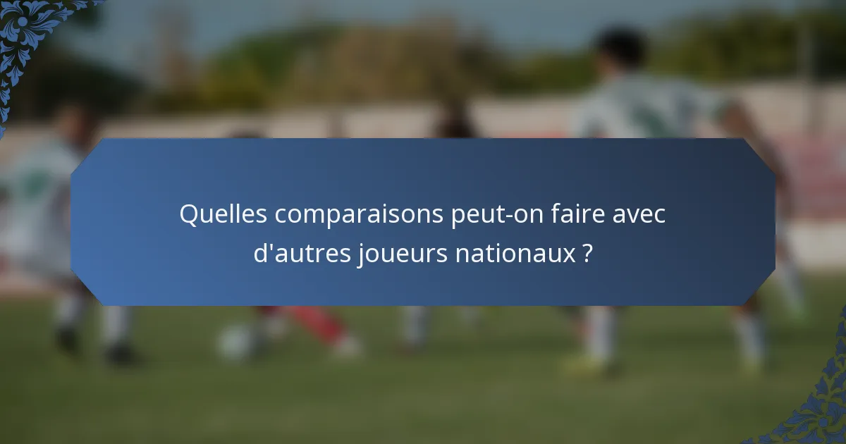 Quelles comparaisons peut-on faire avec d'autres joueurs nationaux ?